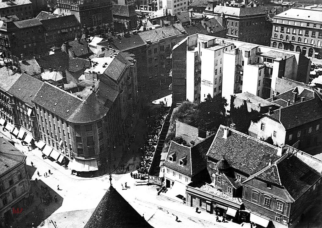 Bakačeva ulica - Pod zidom 1935. godine, pogled s katedrale